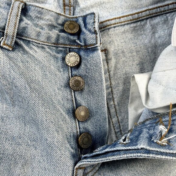 J. Galt / Brandy Melville Light Wash Button-fly Jeans Size Medium Raw Hem - Picture 6 of 8